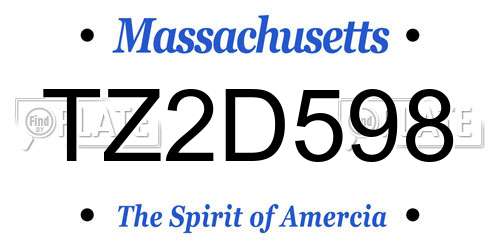 TZ2D598 Massachusetts License Plate