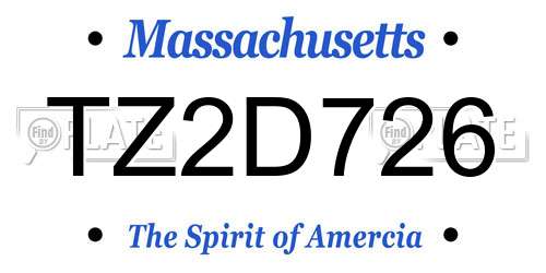 TZ2D726 Massachusetts License Plate