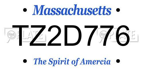 TZ2D776 Massachusetts License Plate