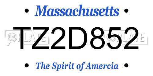 TZ2D852 Massachusetts License Plate