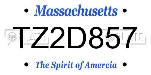 TZ2D857 Massachusetts License Plate