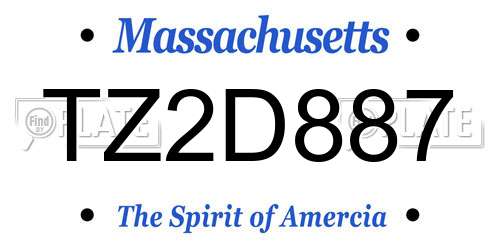 TZ2D887 Massachusetts License Plate
