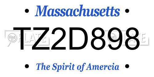 TZ2D898 Massachusetts License Plate
