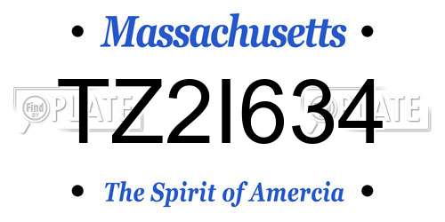 TZ2I634 Massachusetts License Plate