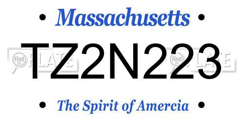 TZ2N223 Massachusetts License Plate