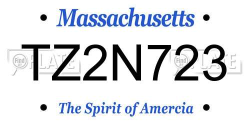 TZ2N723 Massachusetts License Plate
