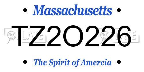 TZ2O226 Massachusetts License Plate
