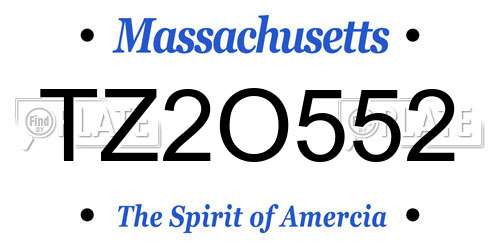 TZ2O552 Massachusetts License Plate