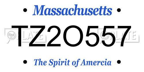 TZ2O557 Massachusetts License Plate