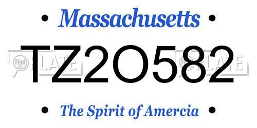 TZ2O582 Massachusetts License Plate