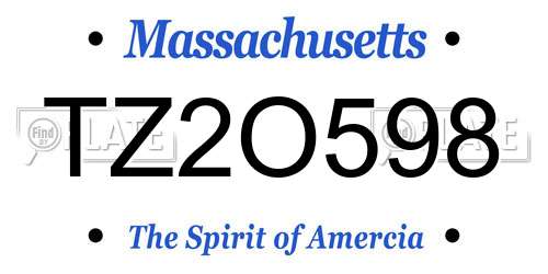 TZ2O598 Massachusetts License Plate