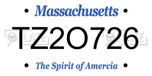TZ2O726 Massachusetts License Plate