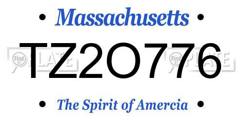TZ2O776 Massachusetts License Plate