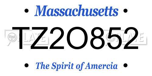 TZ2O852 Massachusetts License Plate