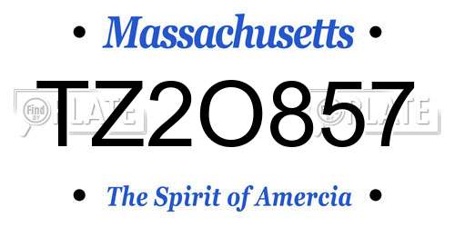TZ2O857 Massachusetts License Plate
