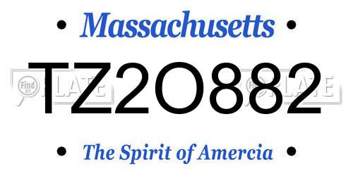 TZ2O882 Massachusetts License Plate