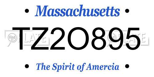 TZ2O895 Massachusetts License Plate