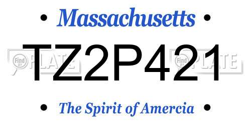 TZ2P421 Massachusetts License Plate