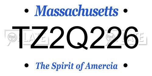TZ2Q226 Massachusetts License Plate