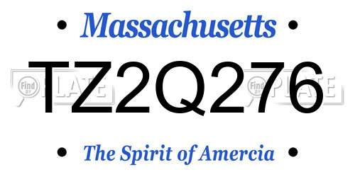 TZ2Q276 Massachusetts License Plate