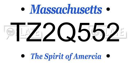 TZ2Q552 Massachusetts License Plate