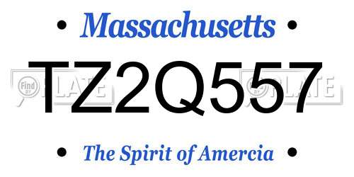 TZ2Q557 Massachusetts License Plate