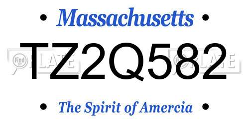 TZ2Q582 Massachusetts License Plate