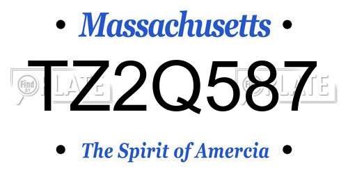 TZ2Q587 Massachusetts License Plate