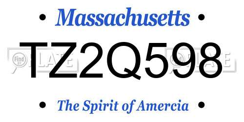 TZ2Q598 Massachusetts License Plate