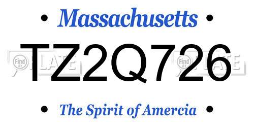 TZ2Q726 Massachusetts License Plate