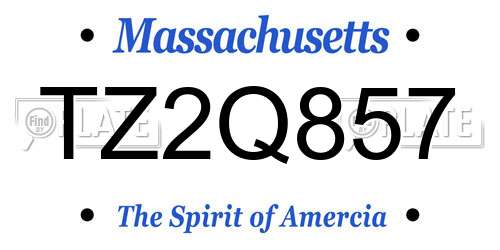 TZ2Q857 Massachusetts License Plate