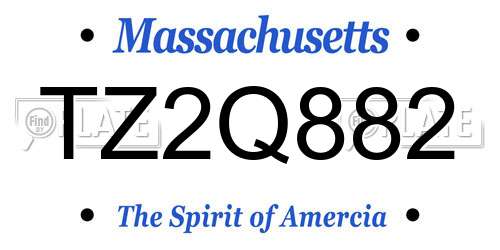 TZ2Q882 Massachusetts License Plate