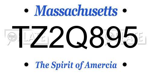 TZ2Q895 Massachusetts License Plate