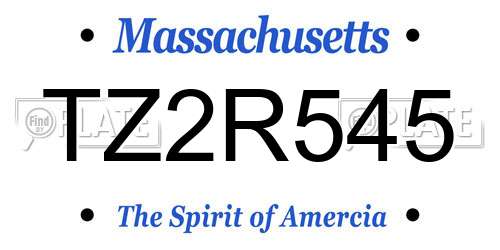 TZ2R545 Massachusetts License Plate