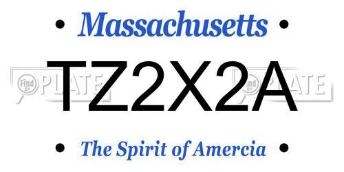 TZ2X2A Massachusetts License Plate