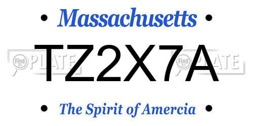 TZ2X7A Massachusetts License Plate