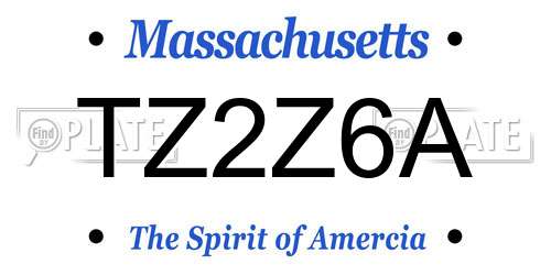 TZ2Z6A Massachusetts License Plate