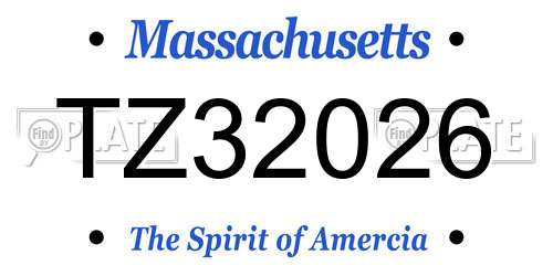 TZ32026 Massachusetts License Plate