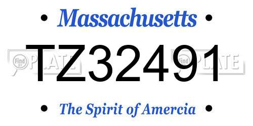 TZ32491 Massachusetts License Plate