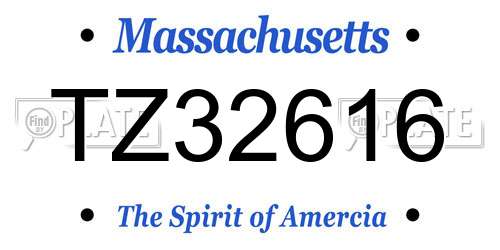 TZ32616 Massachusetts License Plate