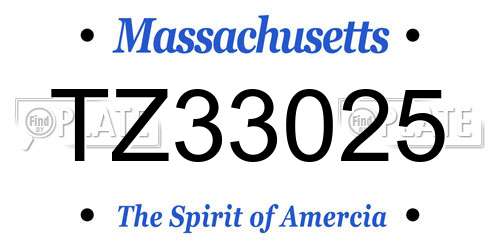 TZ33025 Massachusetts License Plate