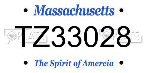 TZ33028 Massachusetts License Plate
