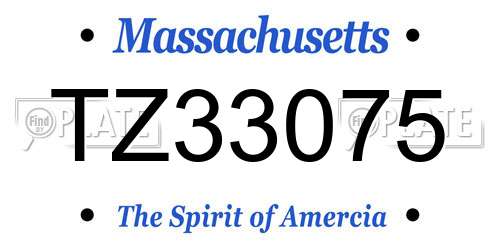 TZ33075 Massachusetts License Plate