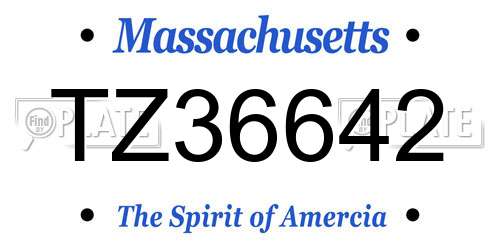 TZ36642 Massachusetts License Plate
