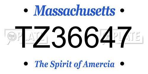 TZ36647 Massachusetts License Plate