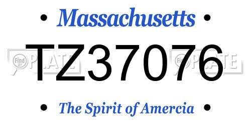 TZ37076 Massachusetts License Plate