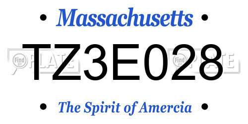 TZ3E028 Massachusetts License Plate