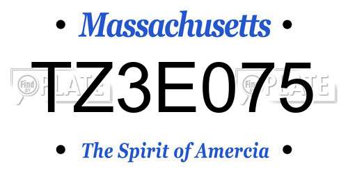 TZ3E075 Massachusetts License Plate