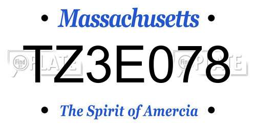 TZ3E078 Massachusetts License Plate