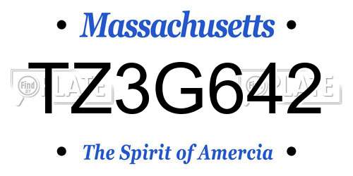 TZ3G642 Massachusetts License Plate